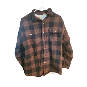 RedHead Brown and Black Plaid Sherpa- Lined Flannel Shirt Jacket Mens Size M.